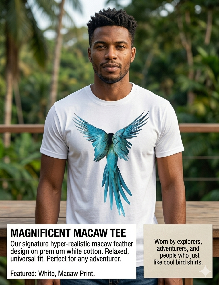 Blue Macaw Unisex Oversized Standard T-Shirt