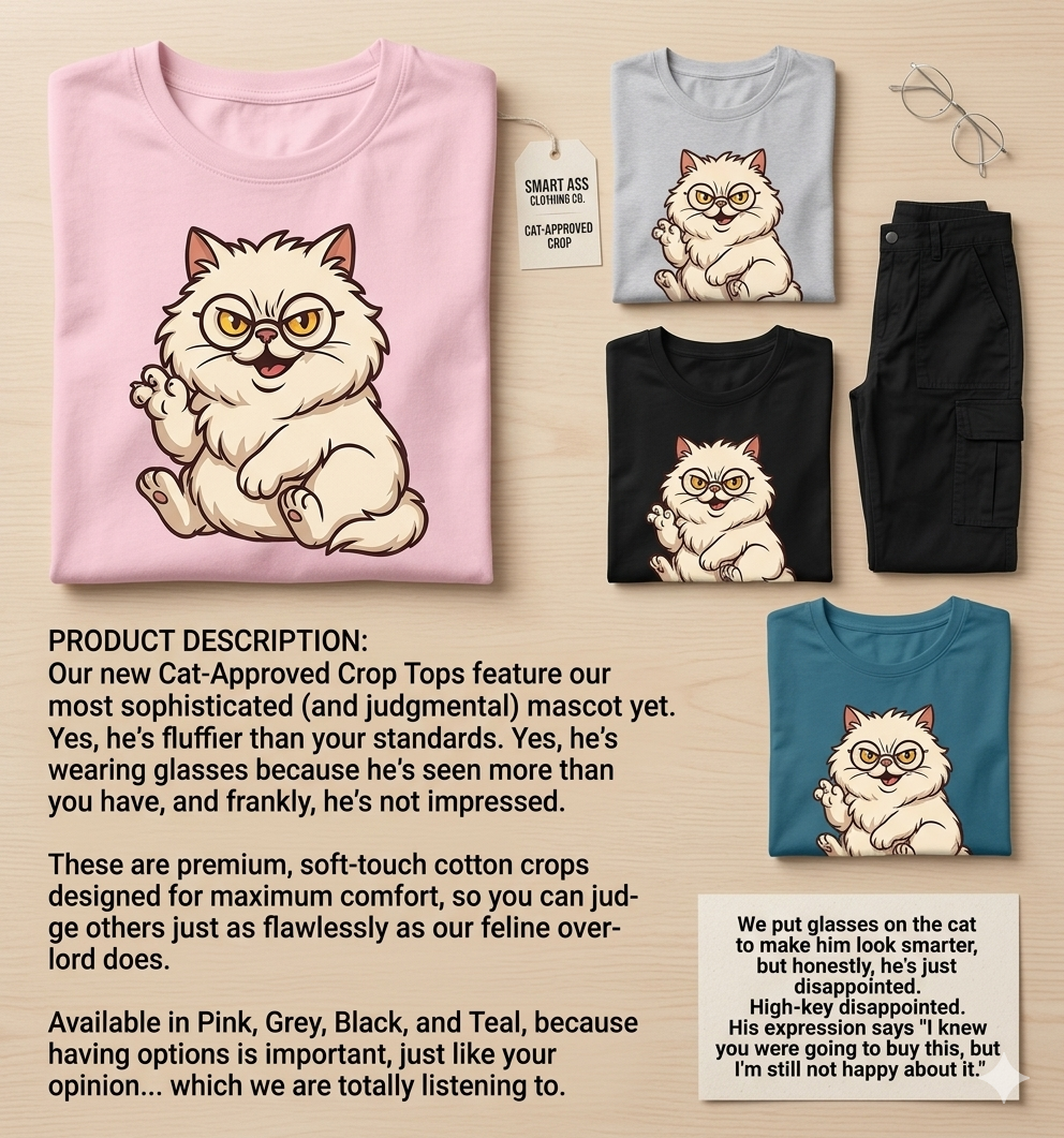 Glassed Cat Cute Crop Top
