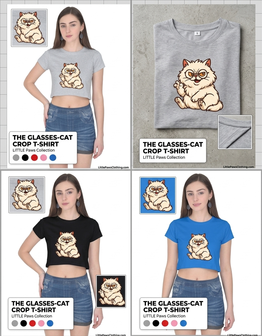 Glassed Cat Cute Crop Top