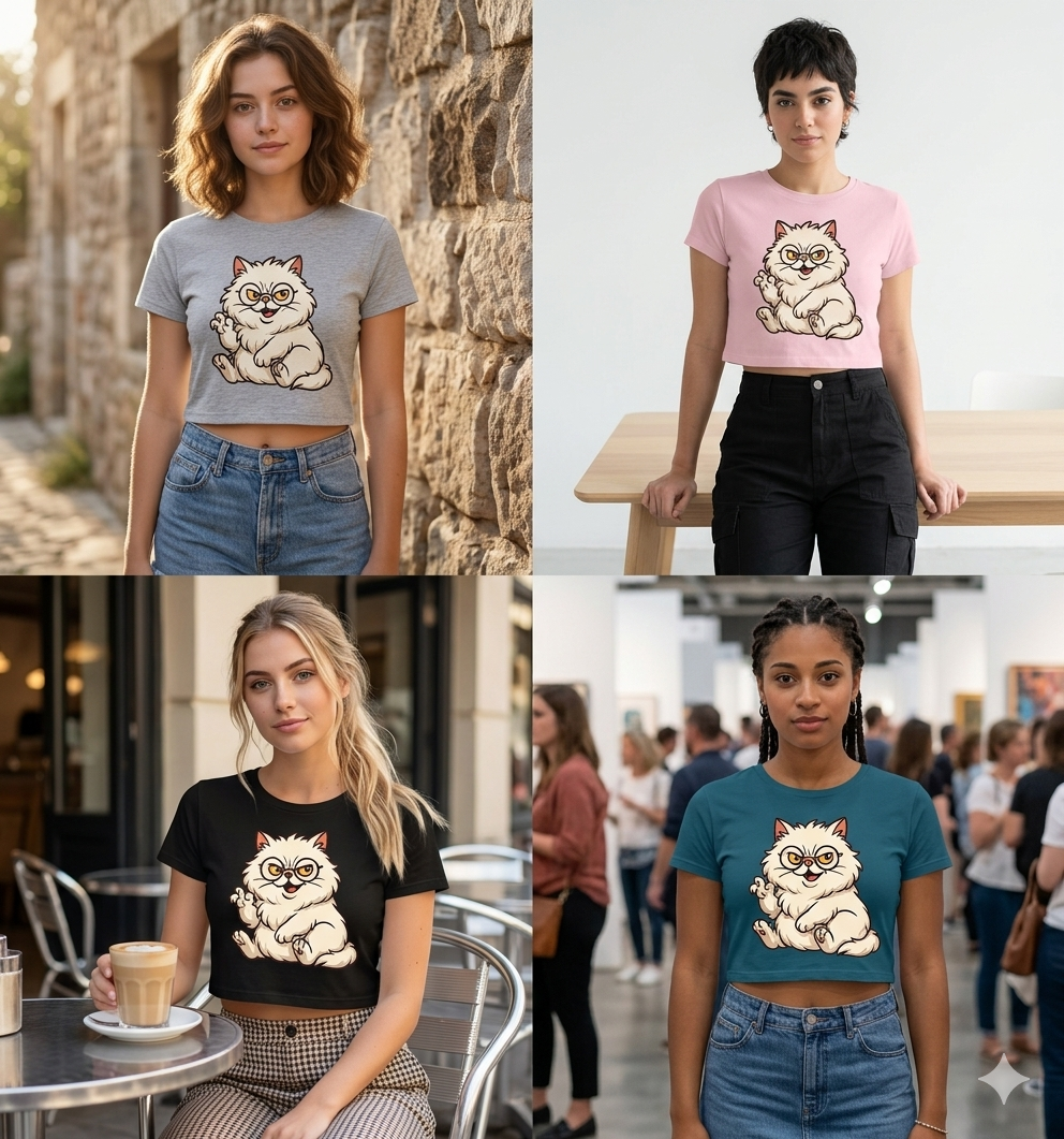 Glassed Cat Cute Crop Top
